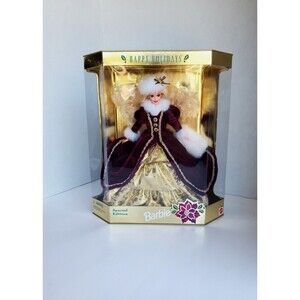 Vintage Happy Holidays Barbie Doll 1996 Special Edition 15646 Gold And Burgundy